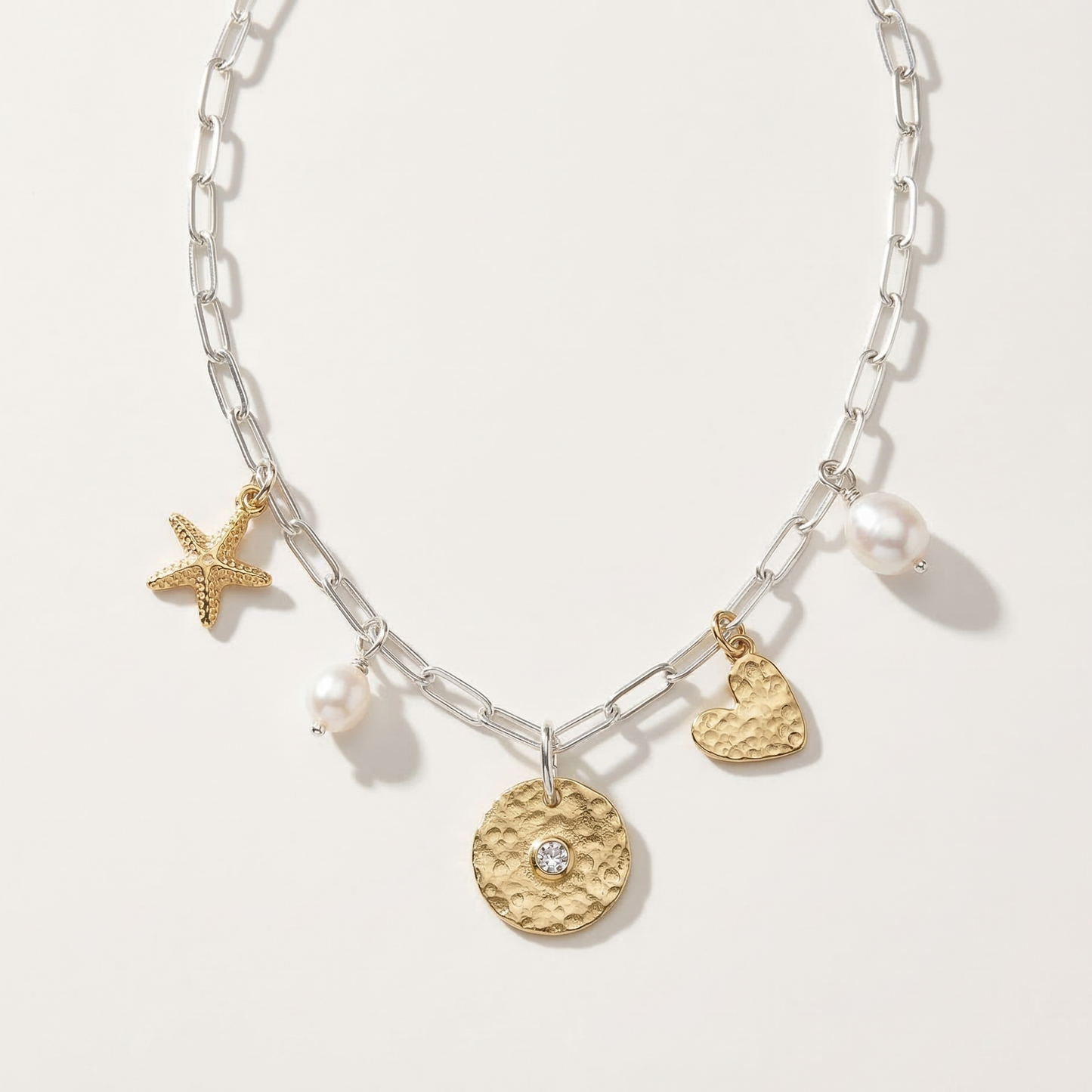Silver charm necklace
