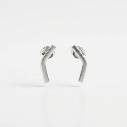 Pair of silver earrings on a white background