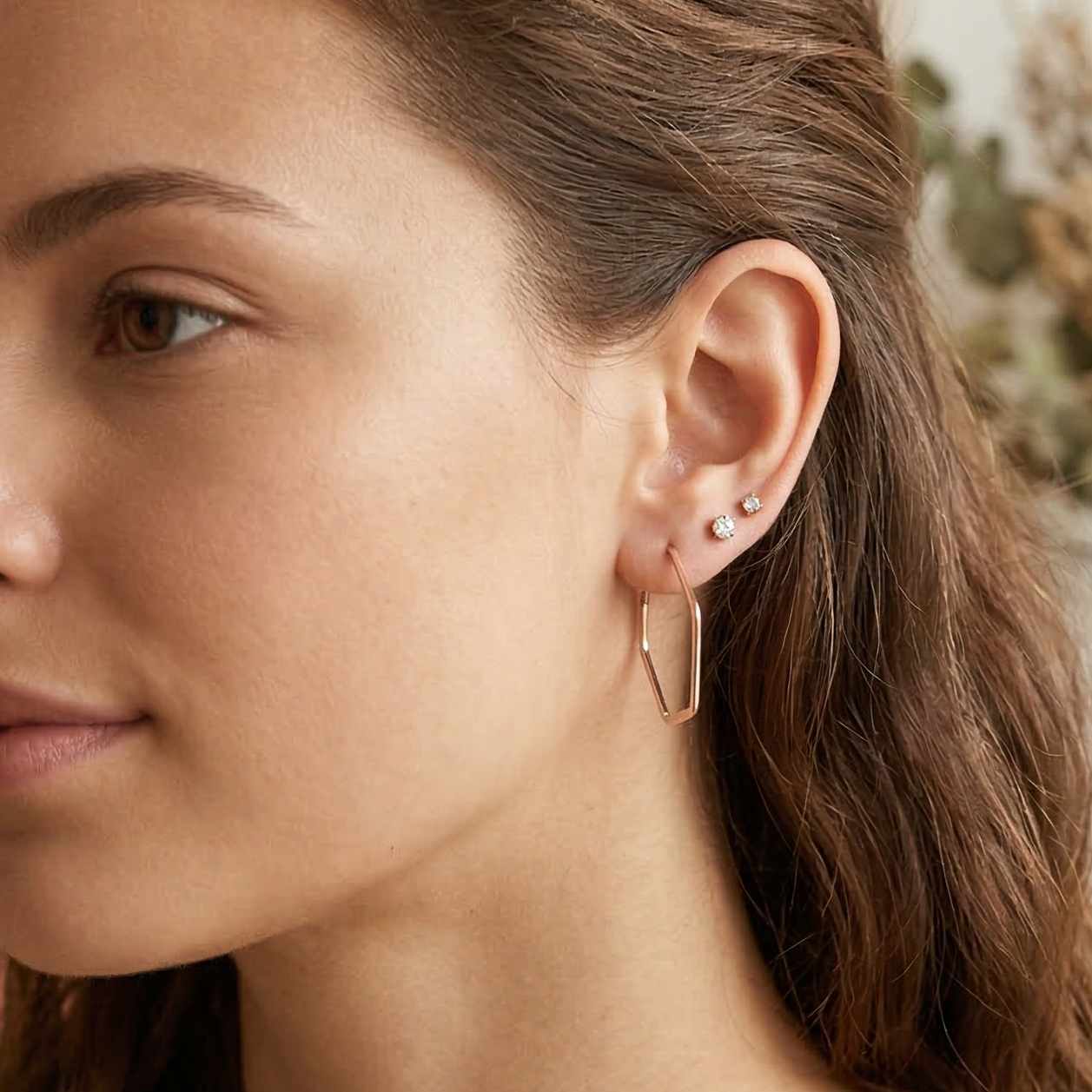 hexagon hoops in silver