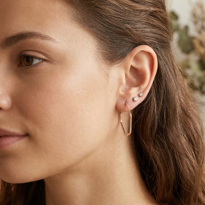 hexagon hoops in silver