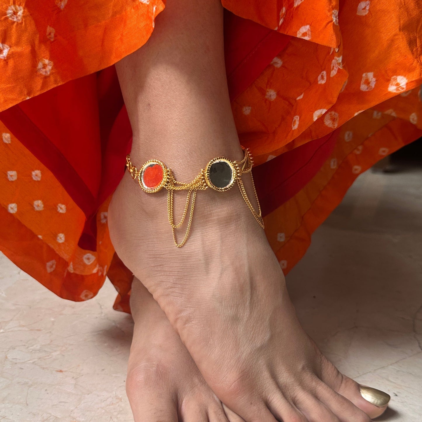 Leher Bracelet cum Anklet
