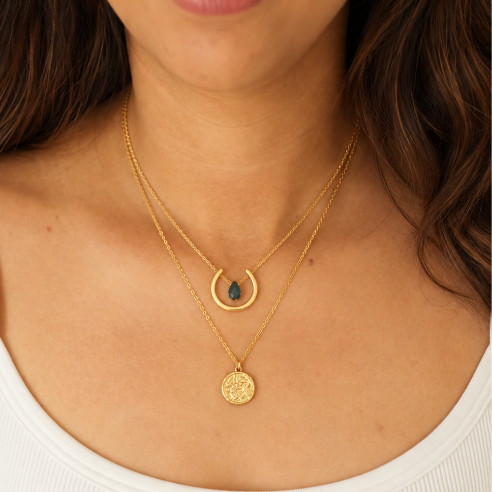 Moon drop + Serpent Coin Necklace