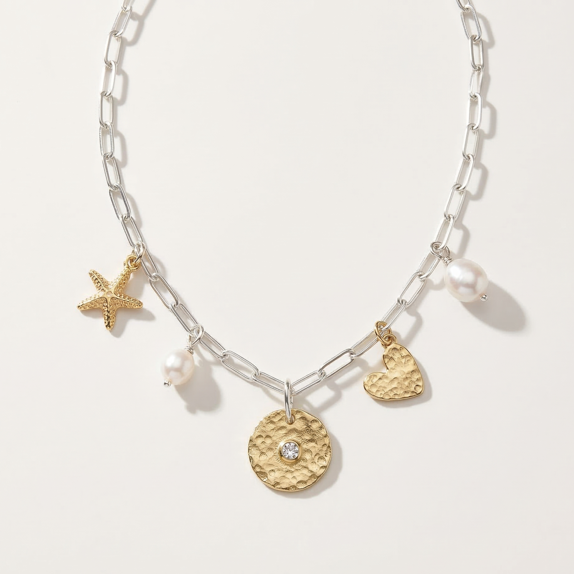 Silver charm necklace